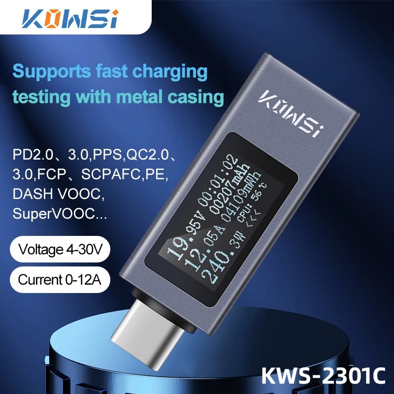 Power Supply Tester - Type-C Current Voltage Monitor KWS-2301C DC